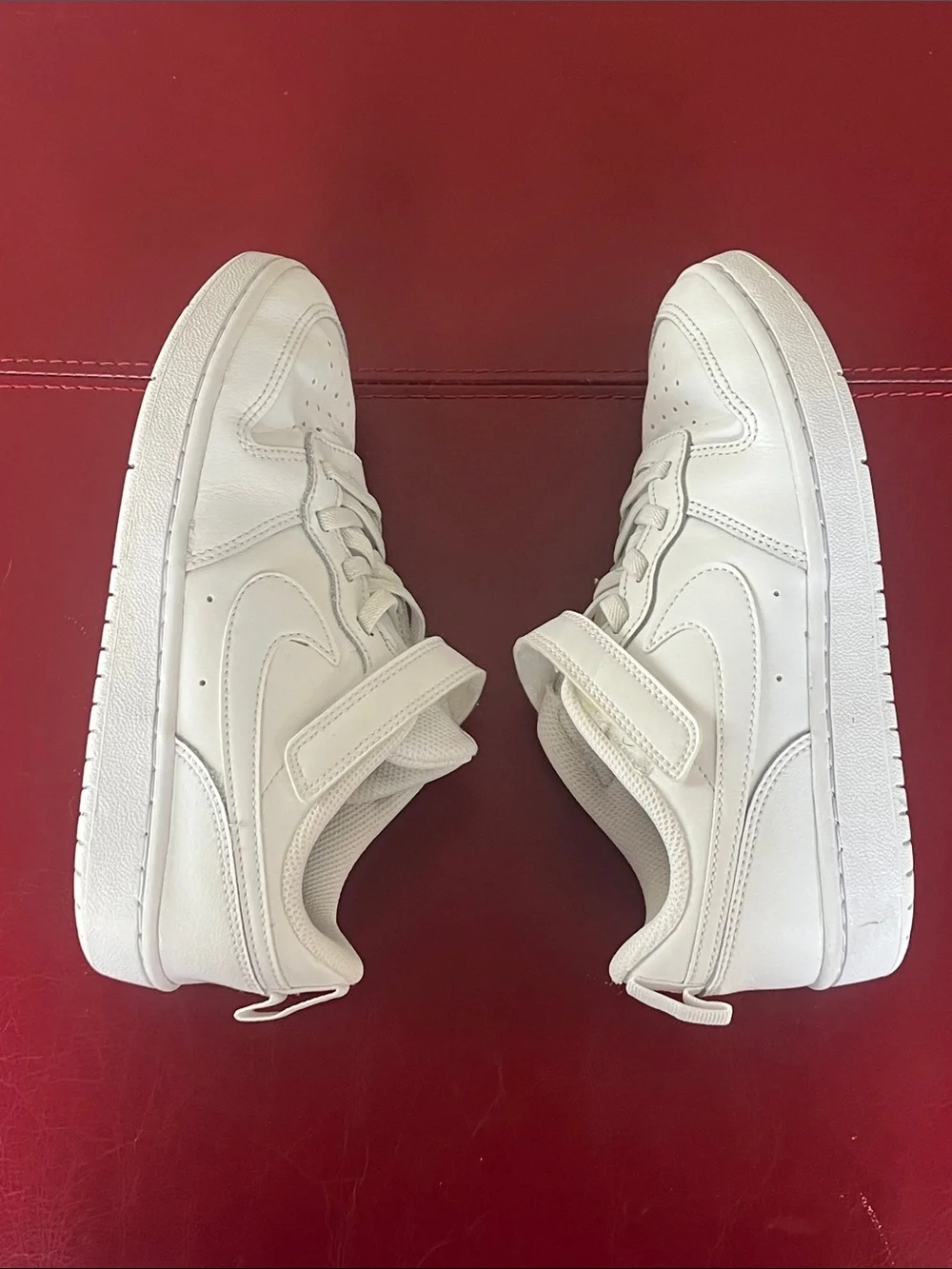 Like New Nike Kids Air Force One All-White Velcro Low EasyOn Sneakers Sz 2.5Y